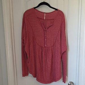 Free People Rose Button-Up Textured Top